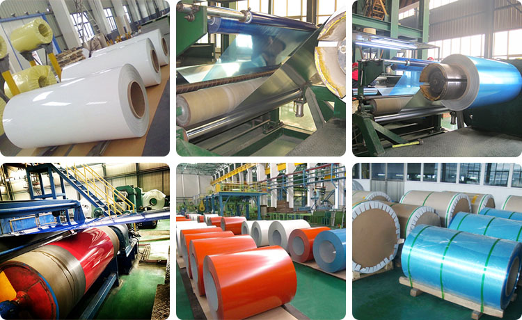 This shows workshop and packaging of pvdf color coated aluminum coil.