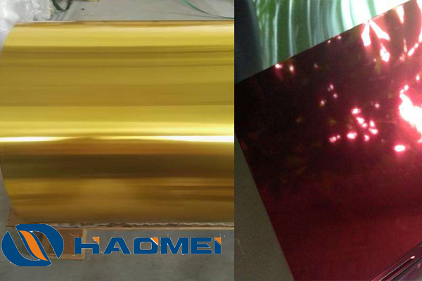 gold and red anodized aluminum sheet